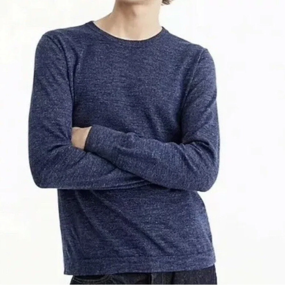 J.Crew Men M Blue Long Sleeve Lightweight Cotton Crewneck Pullover Sweater